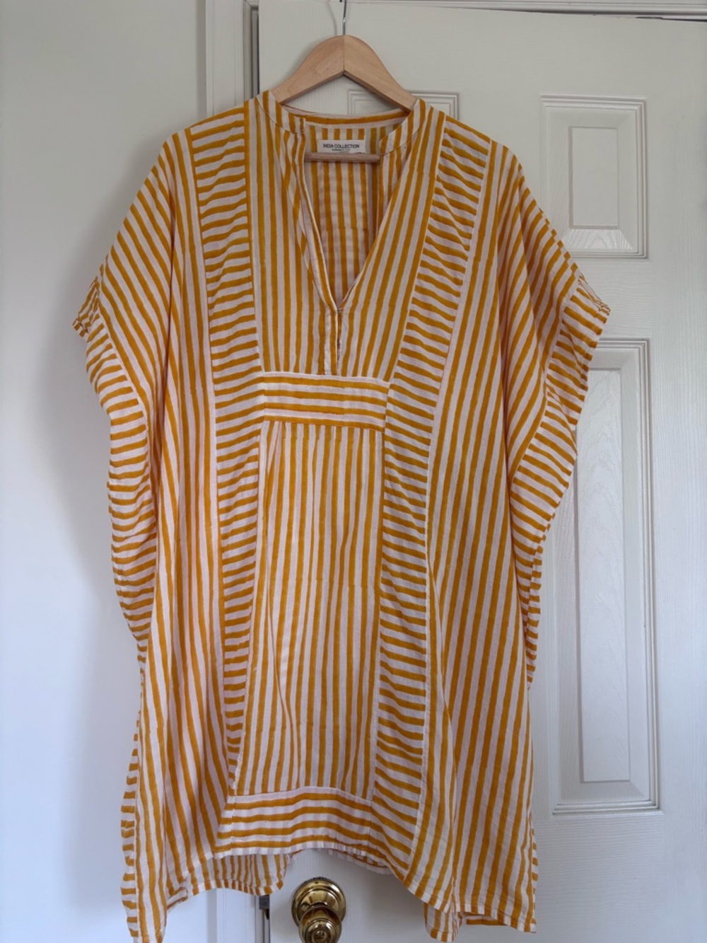 Emerson Fry Short Caftan in Marigold Stripe - Picture 4 of 6